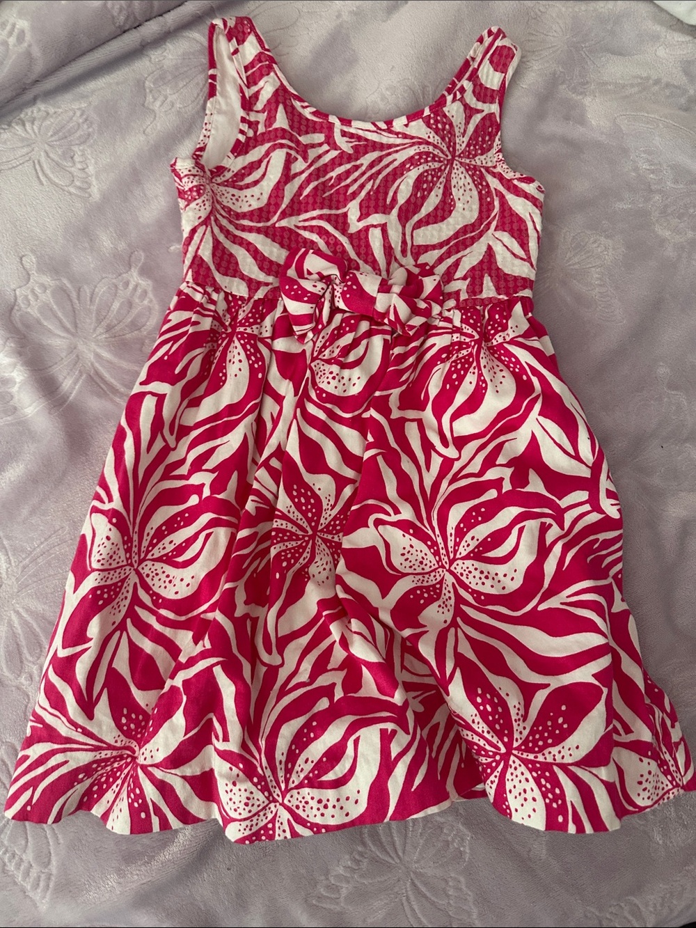 Lilly Pulitzer Hot Pink & White Floral Tank Dress with Bow